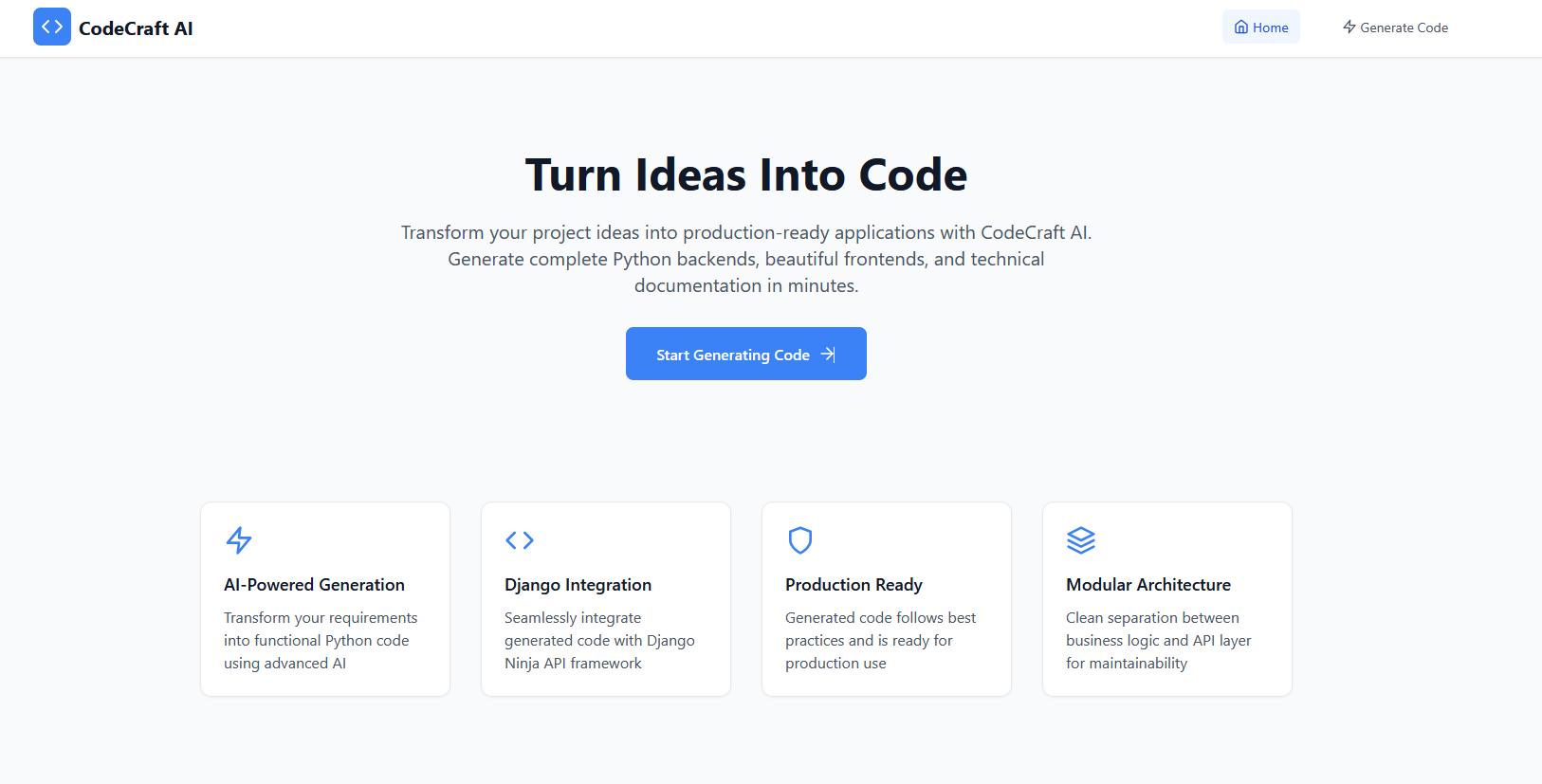 CodeCraft AI Interface