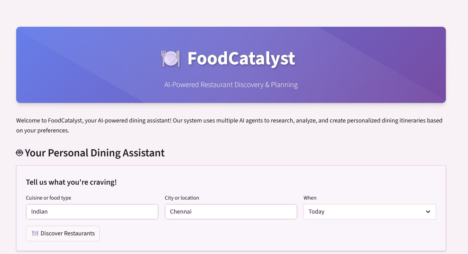 FoodCatalyst Interface